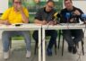 Néstor Serra, Joan Guitart i Ramon Comes durant la roda de premsa del 13 de maig a Lleida (Segrià)